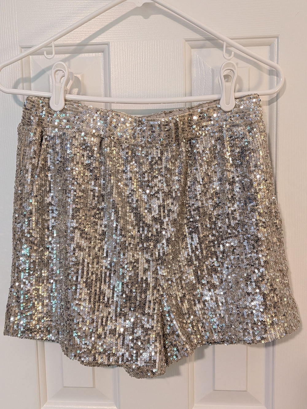 Gianni Bini Silver Sequin High-Waist Shorts NWT